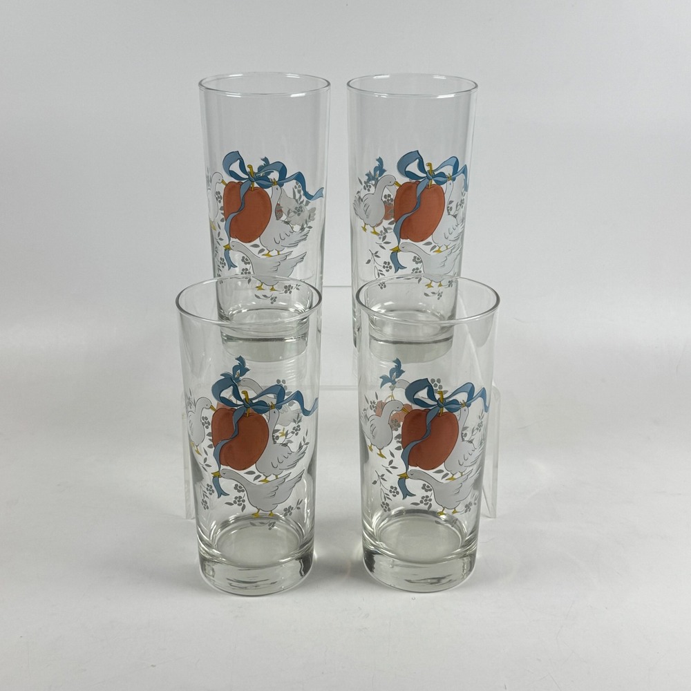 Vintage International Marmalade 12 oz Goose Blue Ribbon Glass Tumbler Set of 4